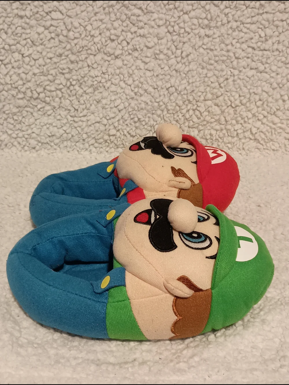 Nintendo Mario & Luigi Plush Kids Footie Slippers - Red, Green & Blue Boys 11-12